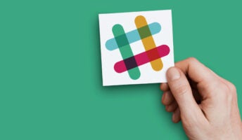 Slack hashtag against a green background