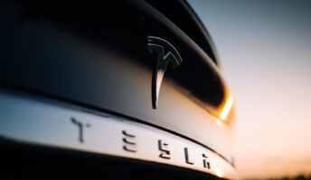 Tesla Model X logo on rear trunk