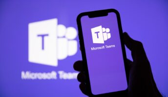 Microsoft Teams logo on screen