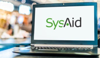 SysAid software logo on laptop computer screen