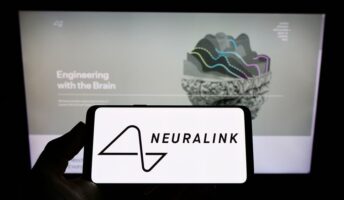 Neuralink logo in front of a screen