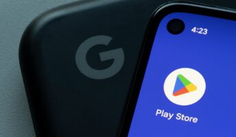Google Play store logo on Android phone