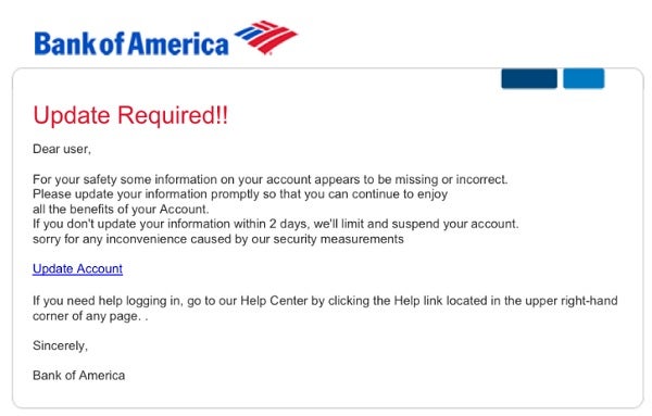 bank of america email scam - tech.co