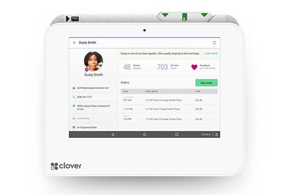 Clover CRM features let you build customer profiles, and add order histories and birthdays