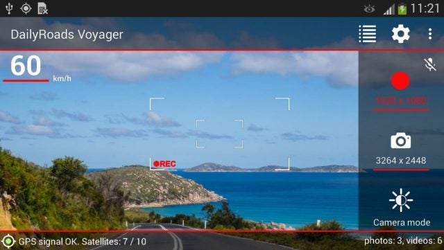 DailyRoads Voyager dash cam app interface