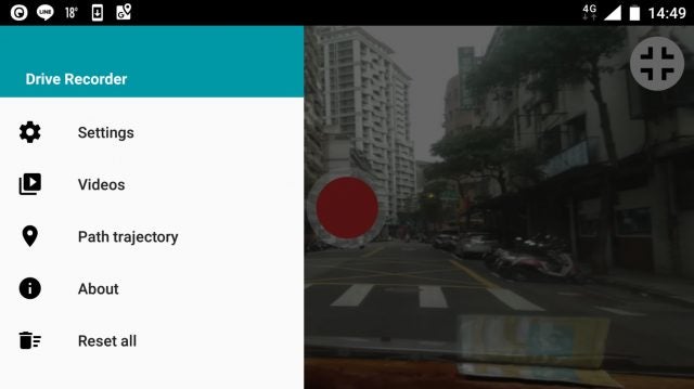 Drive Recorder dash cam app menu