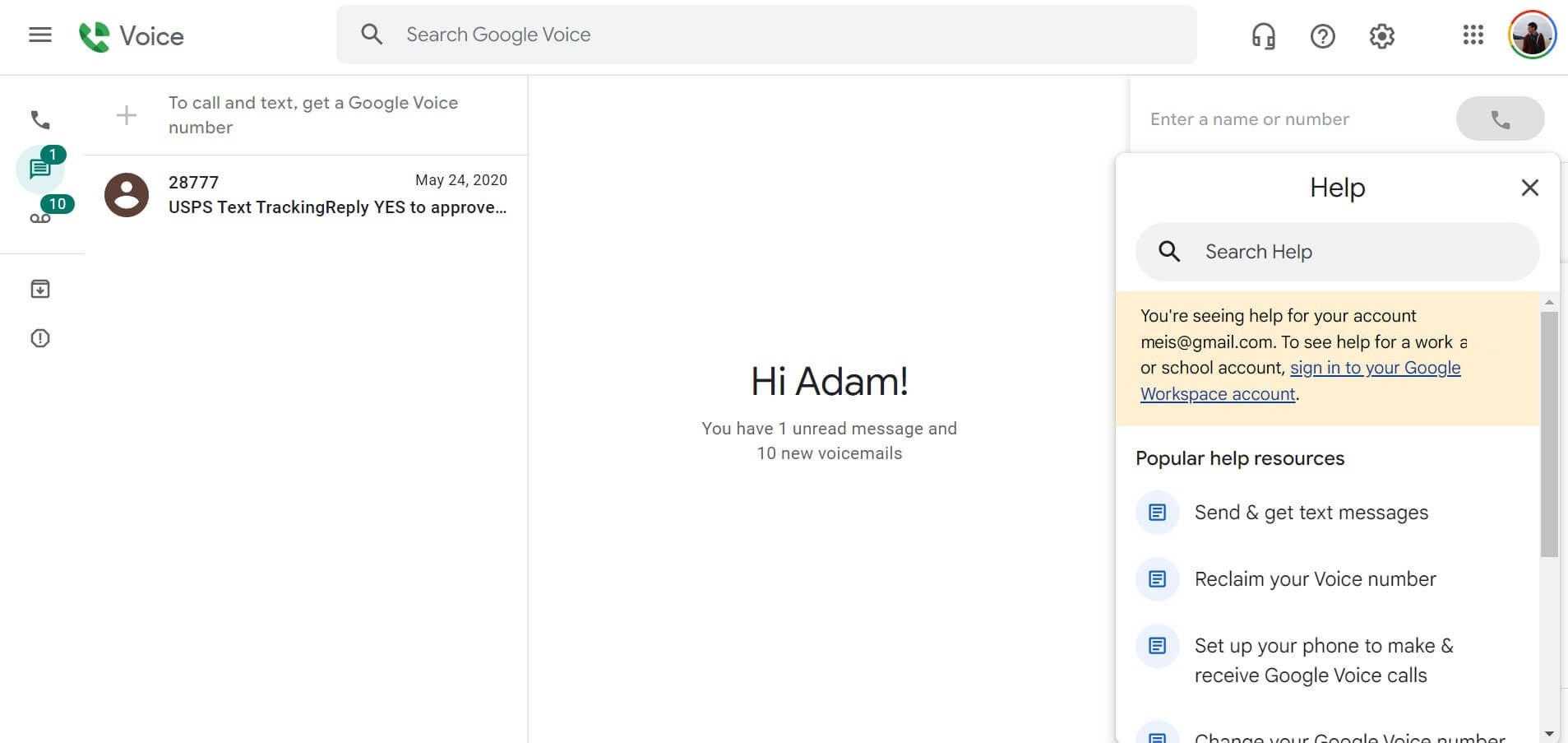 Google Voice: help page
