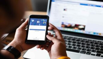 facebook on phone and on screen