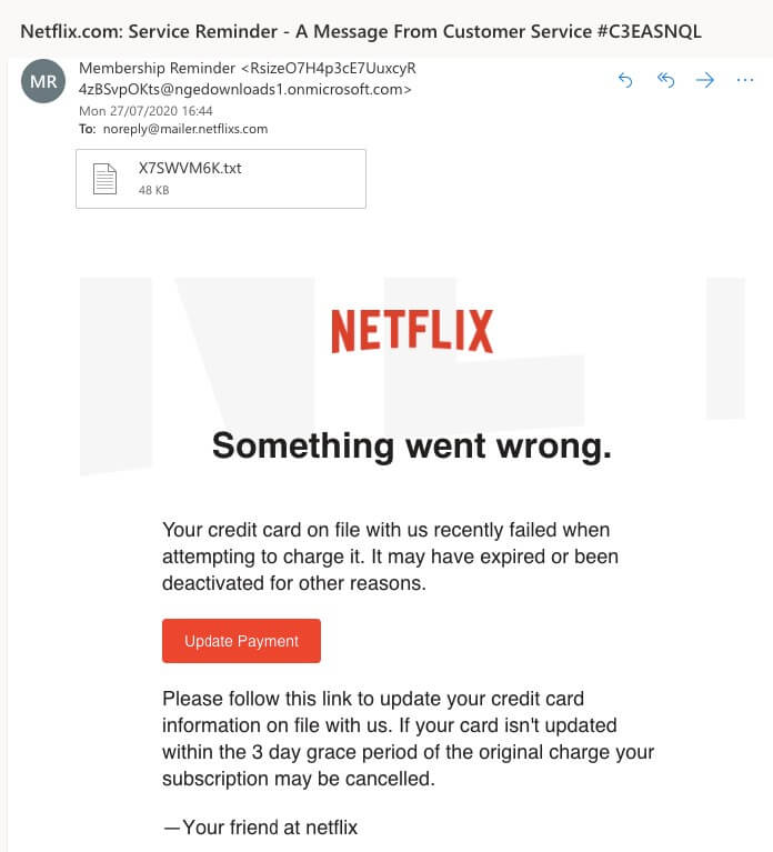Netflix scam email how it works