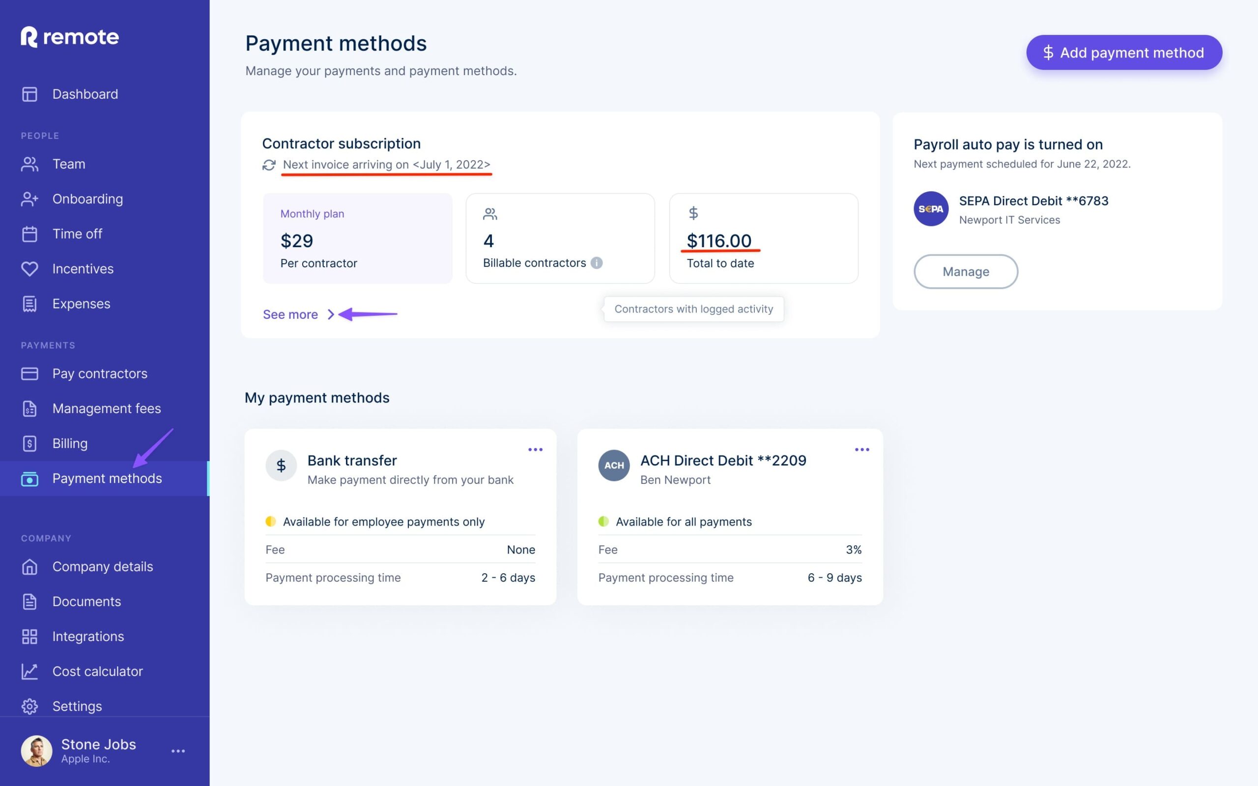 Remote: contractor payments