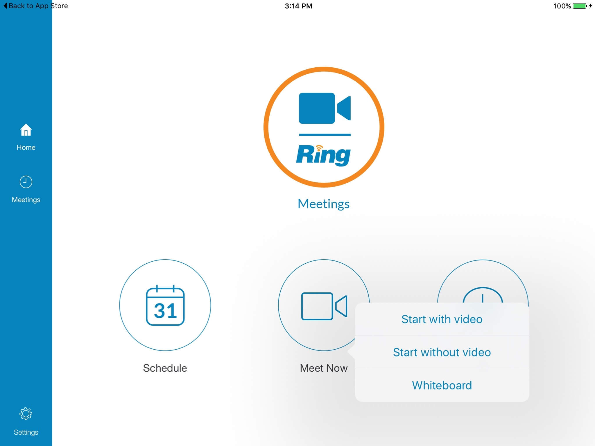 RingCentral Meetings Home
