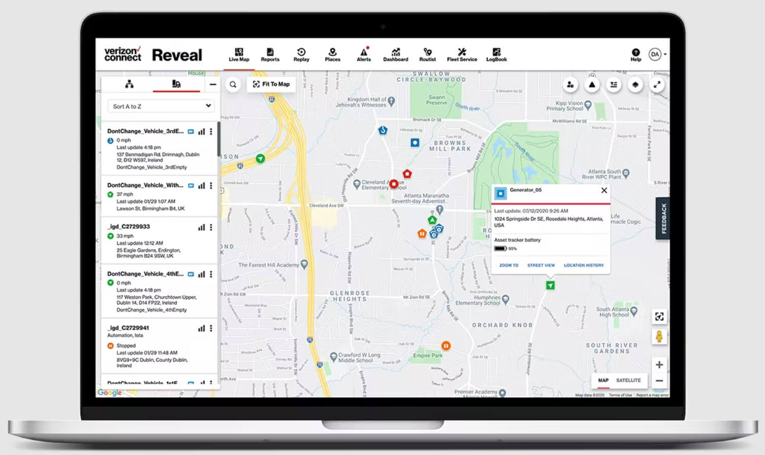 Verizon Connect Asset Tracking live map