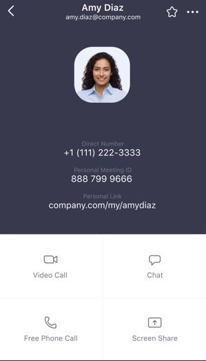 Zoom Mobile App Contact
