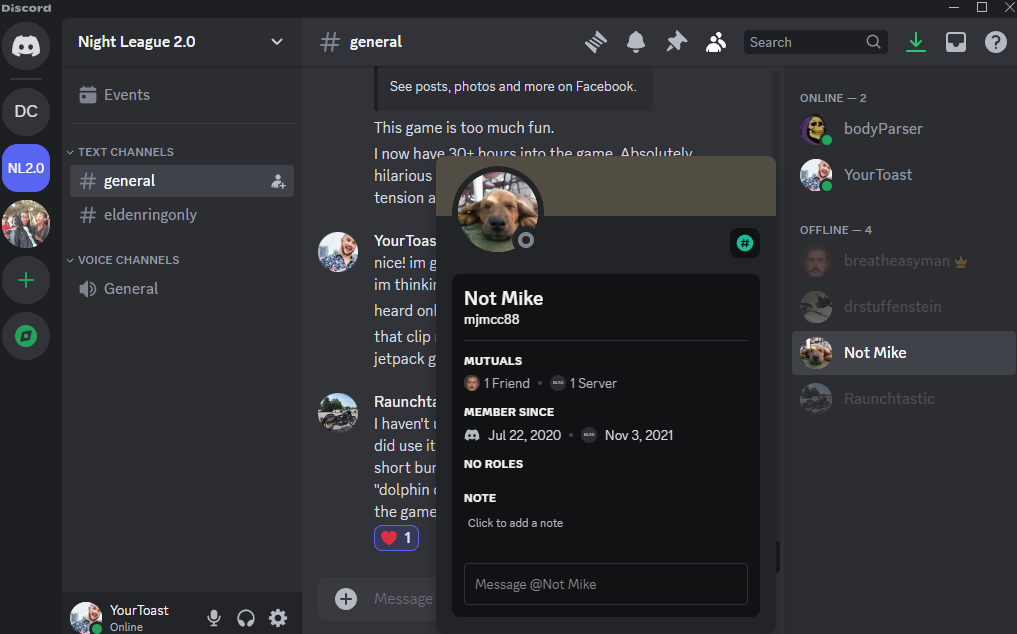 The Discord interface with a channel open.