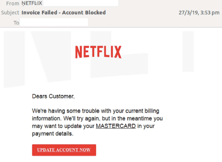 Netflix Email Phishing Scam