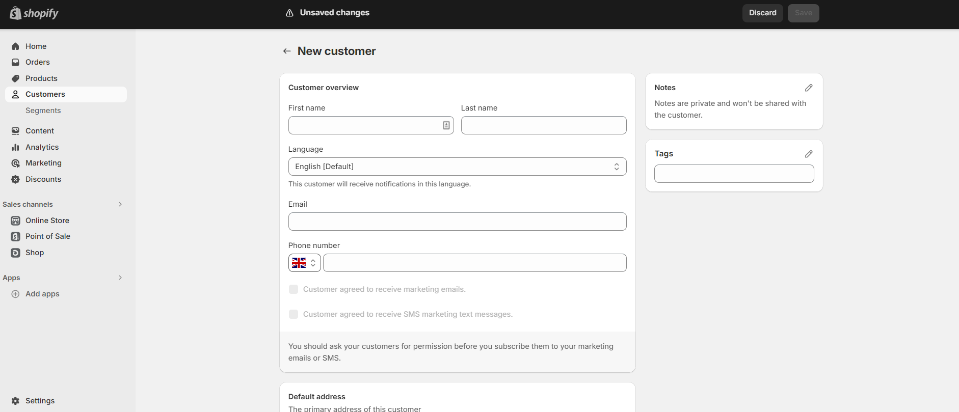 Adding customers is as simple as filling out a form, and you can even use tags to organize them. Image: Tech.co testing