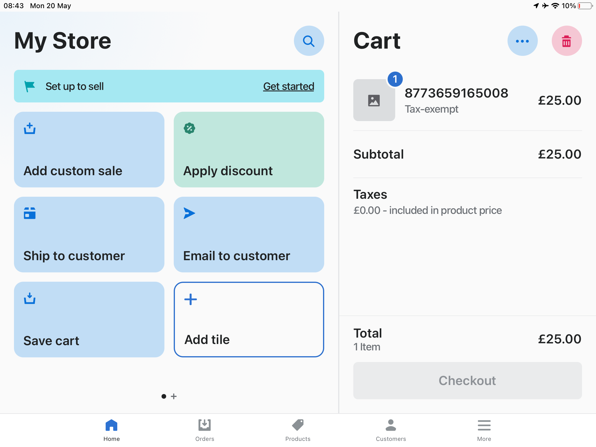 We found the ordering interface for the Shopify POS simple and straightforward. Image: Tech.co testing
